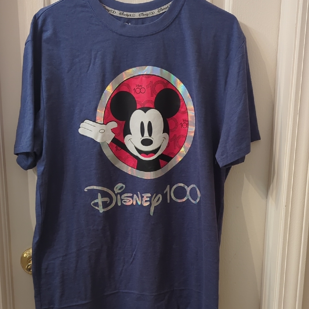 Disney 100 Mickey Mouse Graphic Tee | Blue Anniversary Shirt |Disney Parks Style